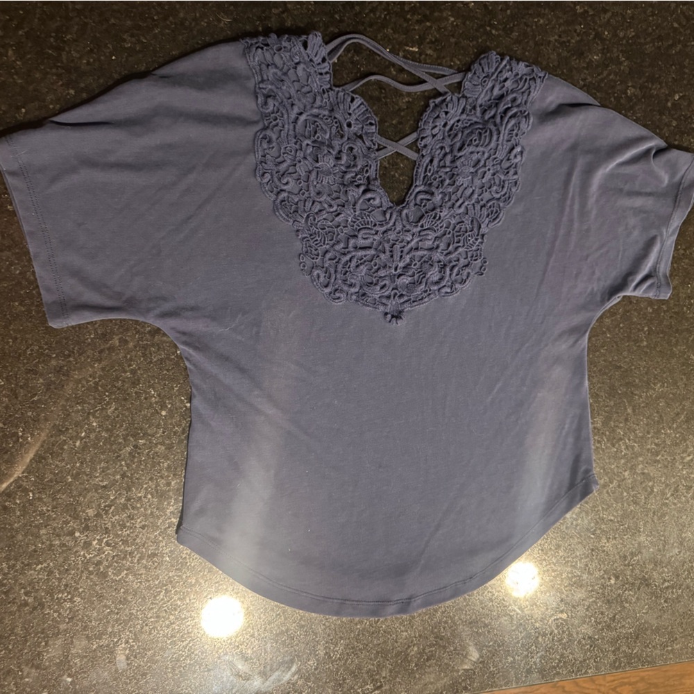 Blue short sleeve blouse